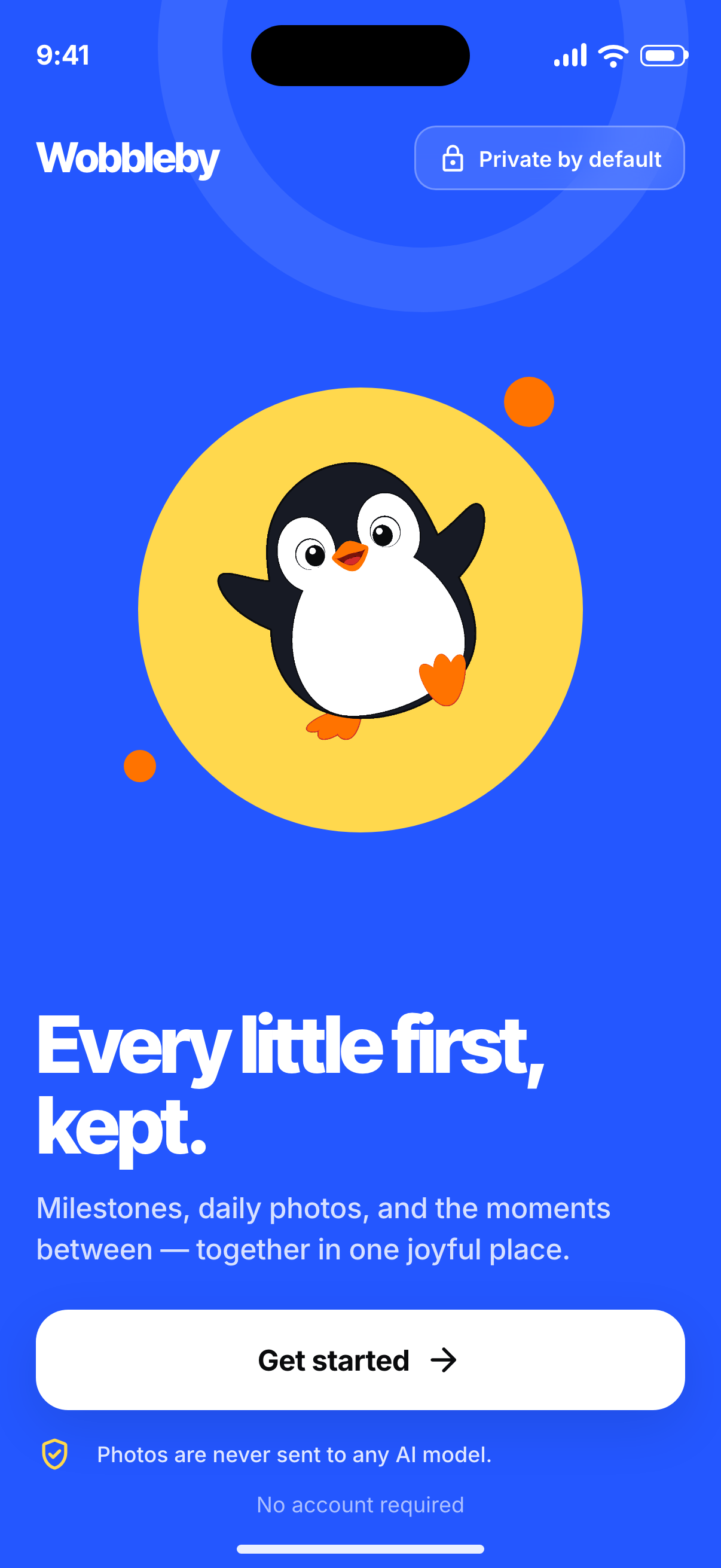 Wobbleby welcome screen on iPhone 17 Pro