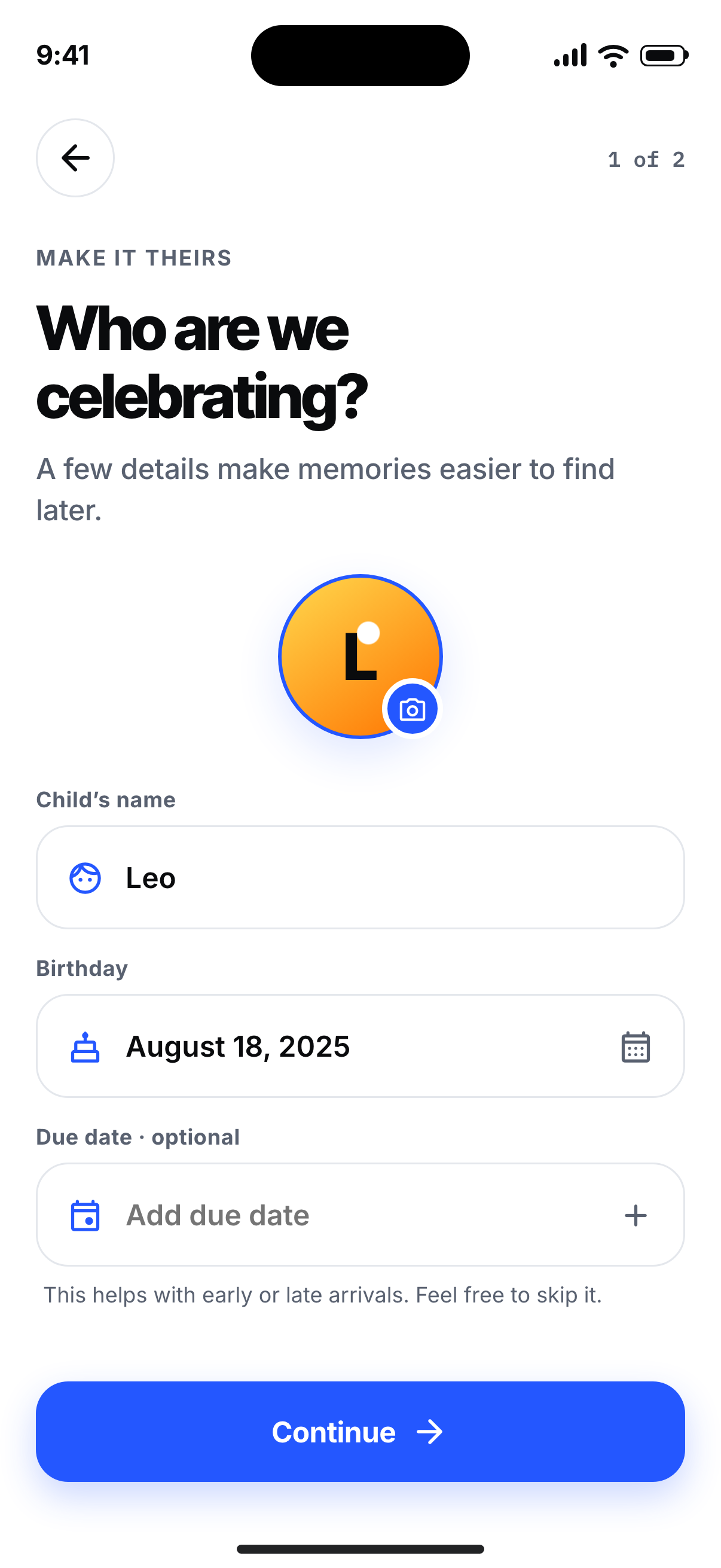 Wobbleby child profile onboarding screen on iPhone 17 Pro